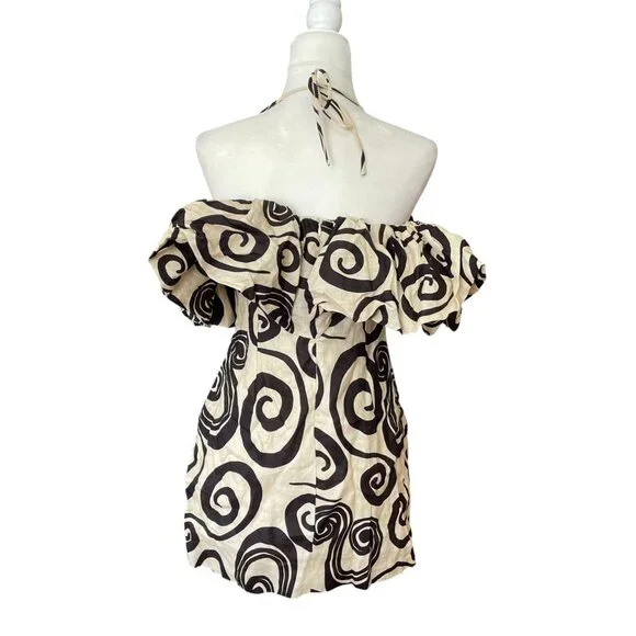 NWT Anthropologie The Wolf Gang Mirador Tan Linen Mini Dress Swirl SZ 6 - Picture 6 of 16